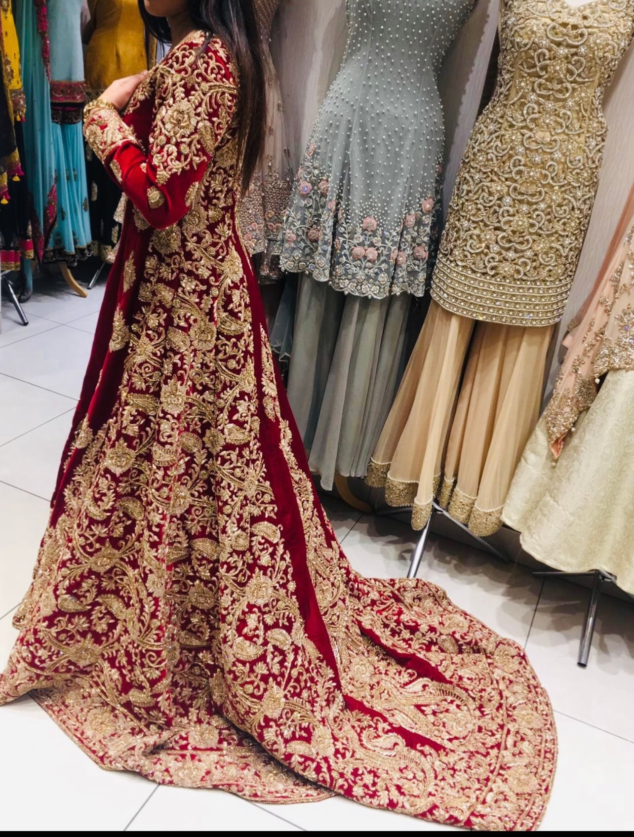 Khusboos by Chand Red Velvet Lengha