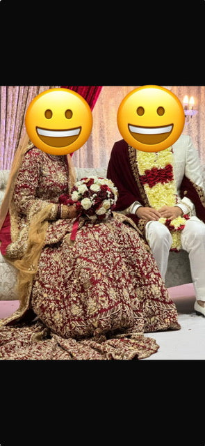 Red and gold Asian Bridal Outfit