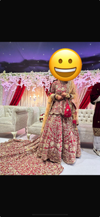 Red and gold Asian Bridal Outfit