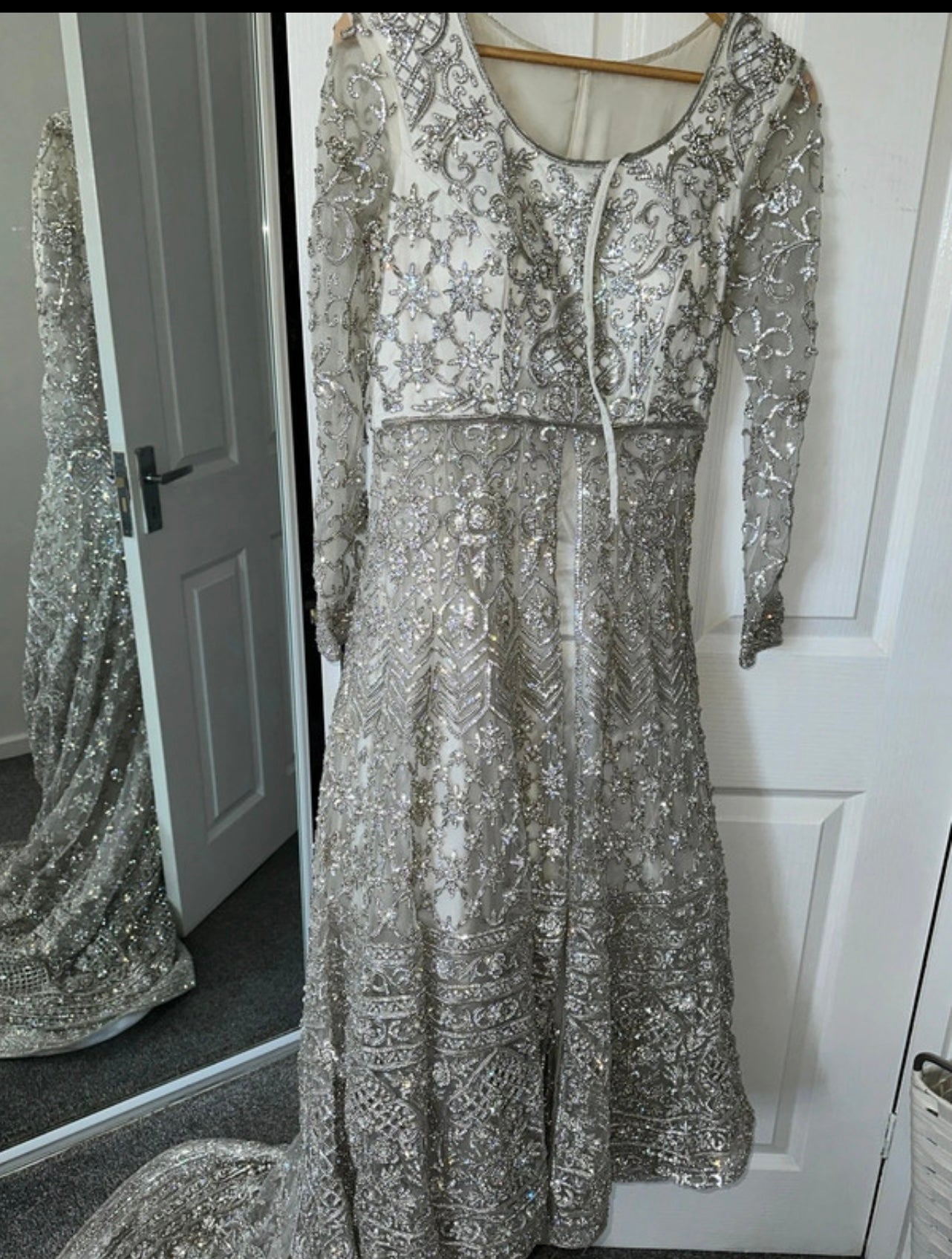 White heavy embellished lengha