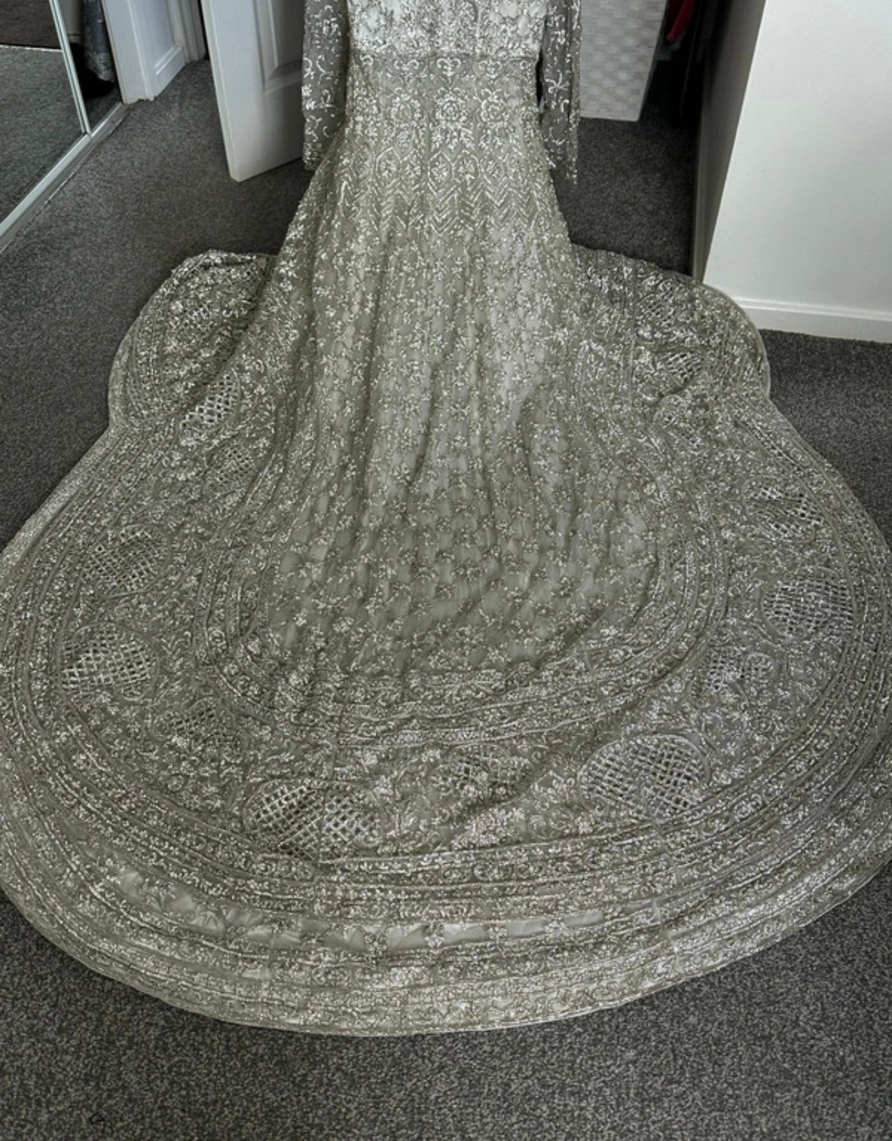 White heavy embellished lengha