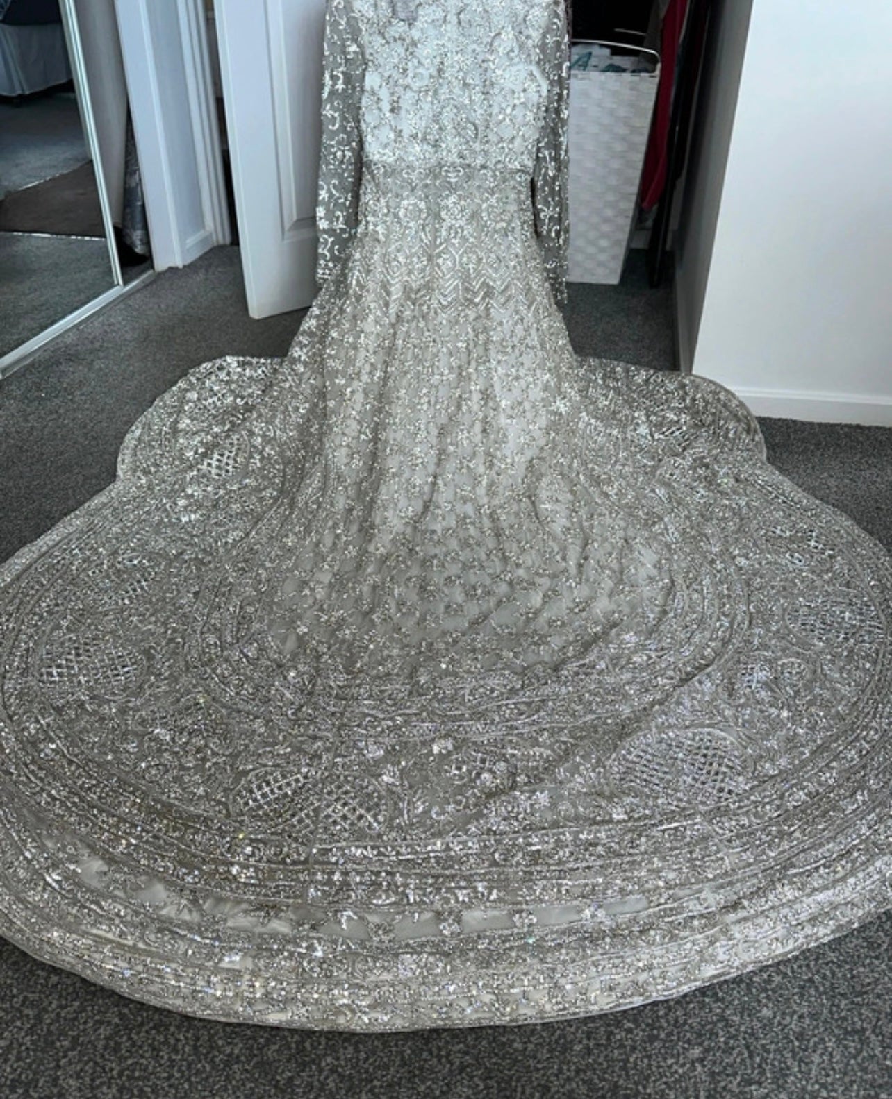 White heavy embellished lengha