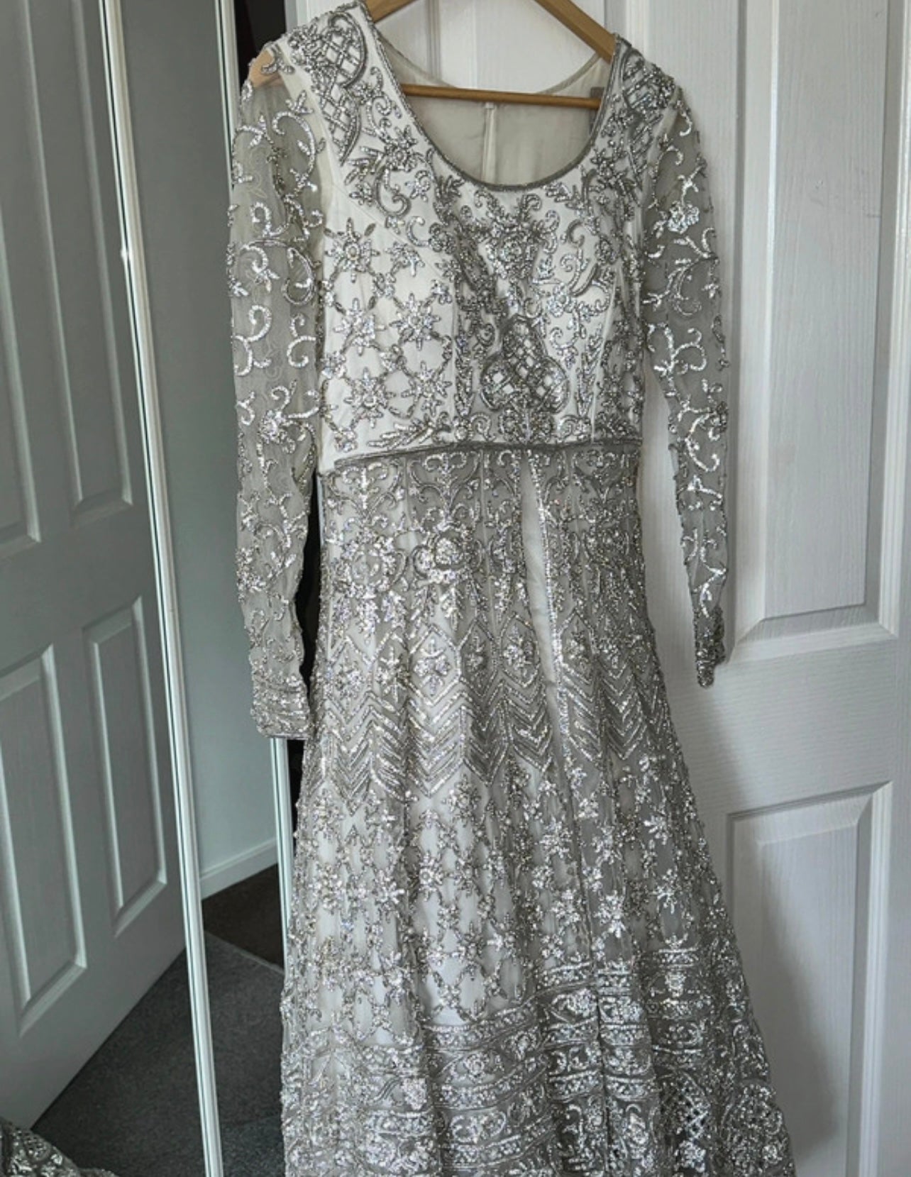 White heavy embellished lengha