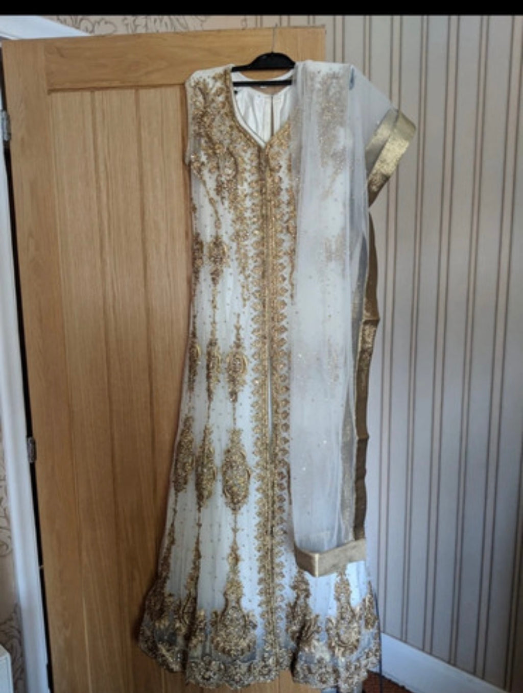White and gold Pakistani/ Indian style maxi dress