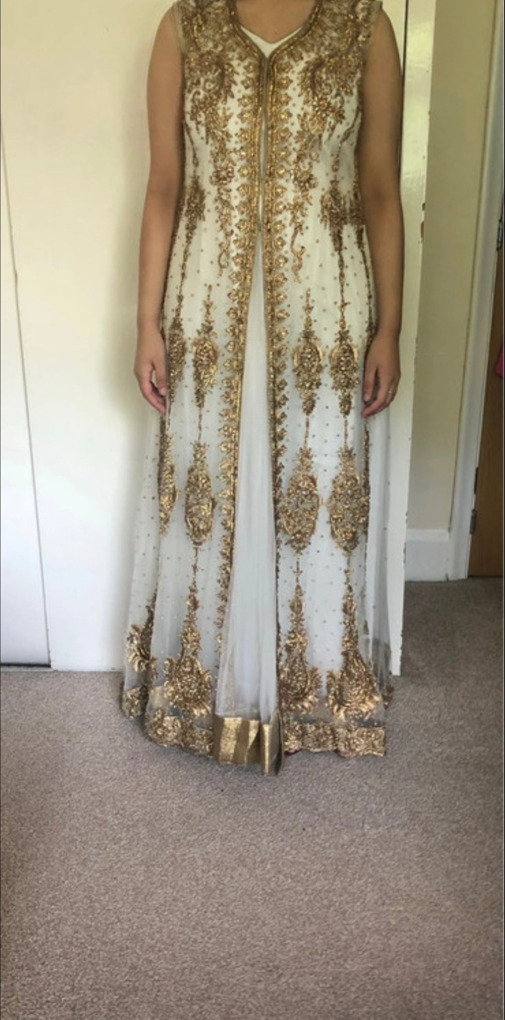 White and gold Pakistani/ Indian style maxi dress