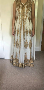 White and gold Pakistani/ Indian style maxi dress
