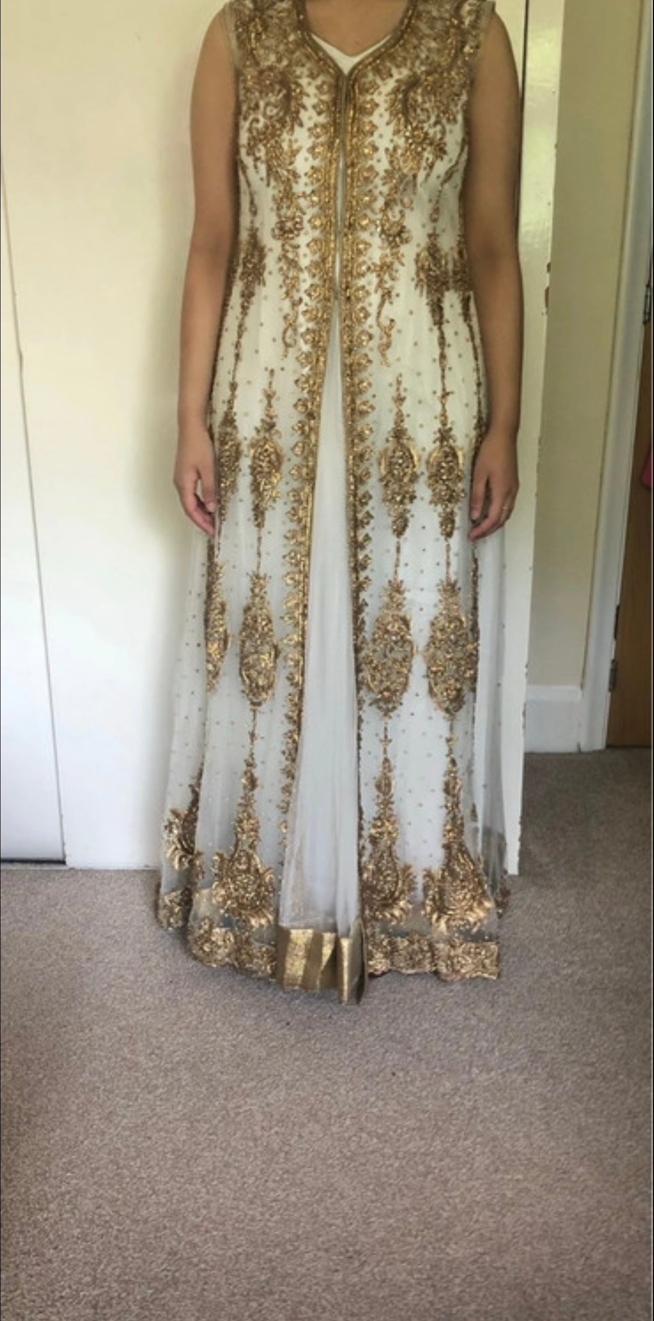 White and gold Pakistani/ Indian style maxi dress
