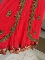 Coral Anakali with Gold Embellishments