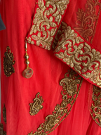 Coral Anakali with Gold Embellishments