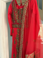Coral Anakali with Gold Embellishments