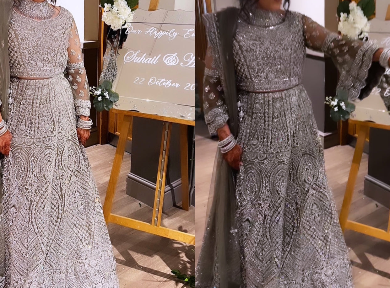 Olive Stoned Bridal/Reception Lengha