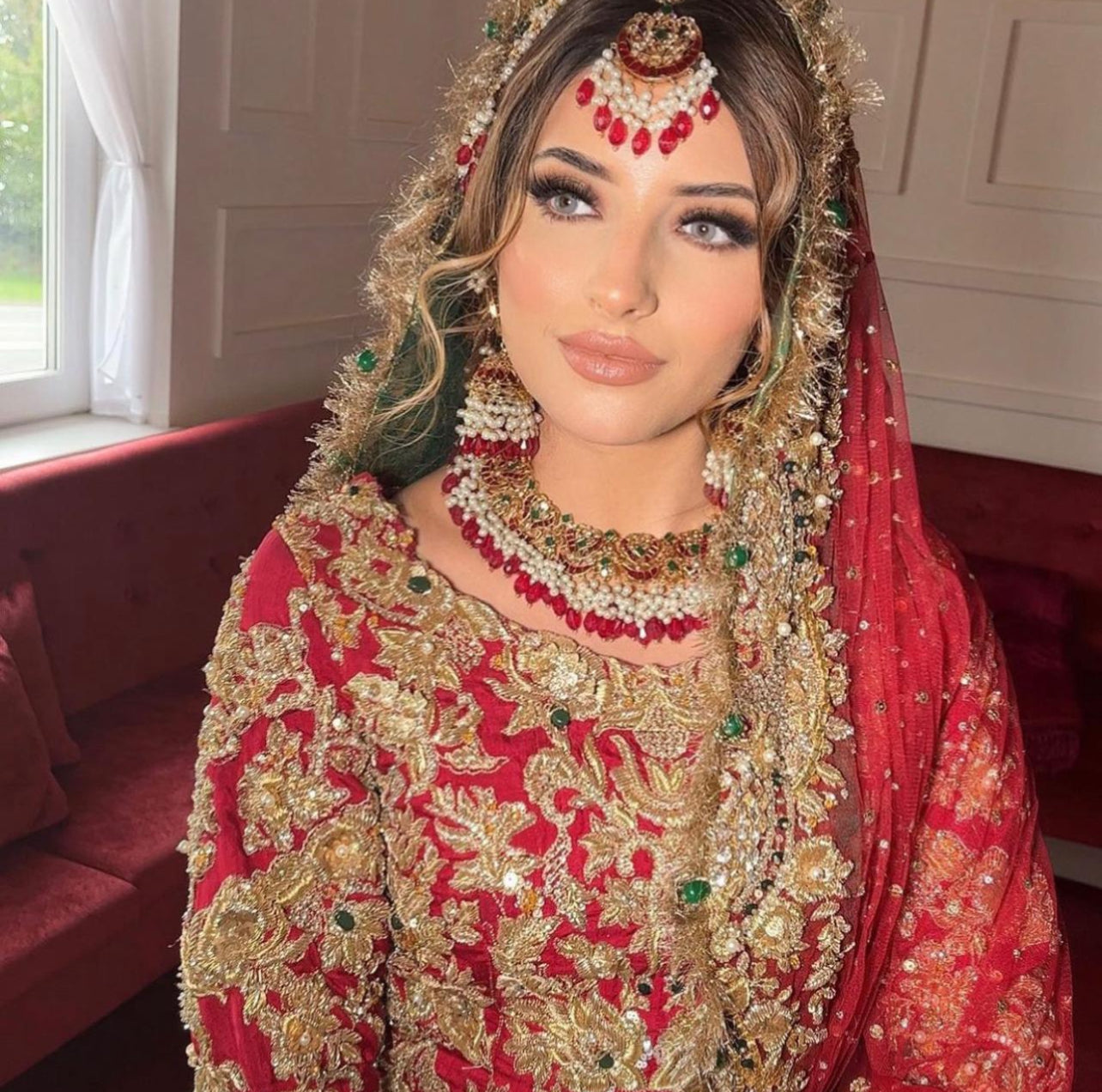 Texheeb Red Bridal Lengha