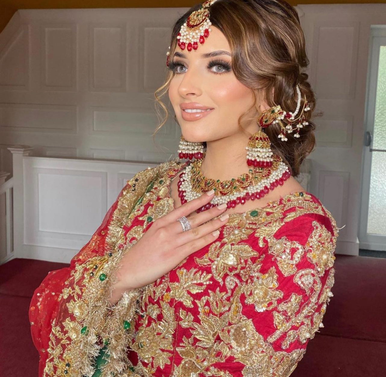 Texheeb Red Bridal Lengha
