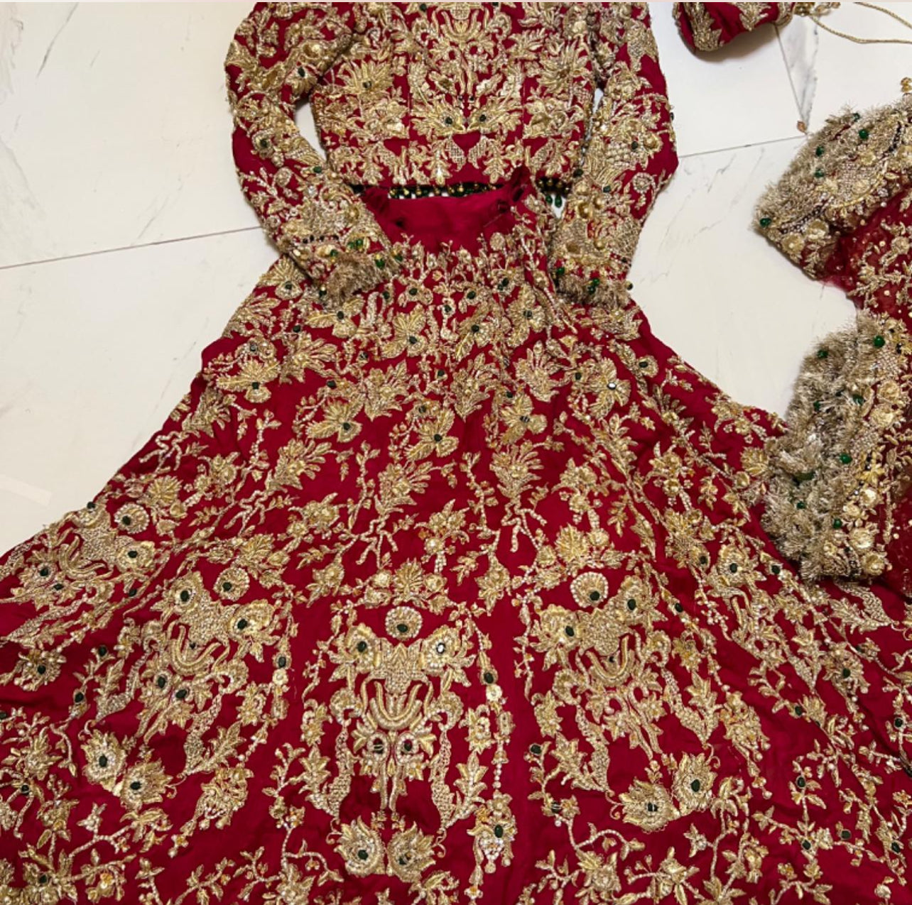 Texheeb Red Bridal Lengha