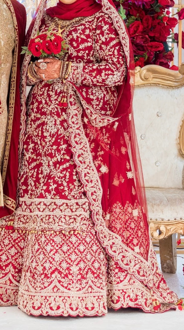 Bridal red Lengha. Skirt and long kameez