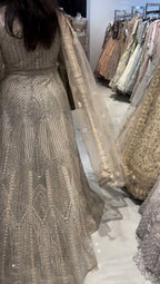 Heavy Embellished Gold Anarkali Dress with Dupatta