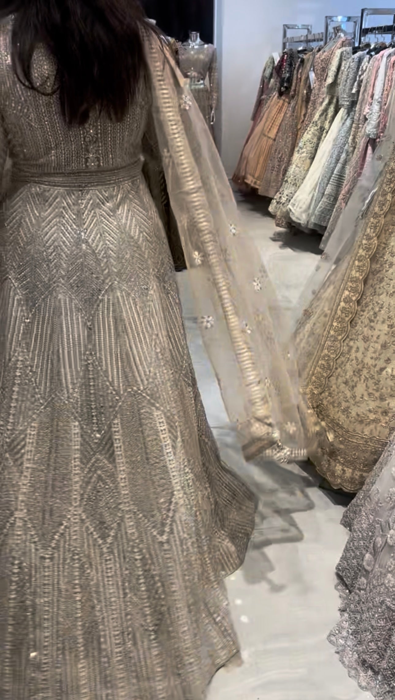 Heavy Embellished Gold Anarkali Dress with Dupatta