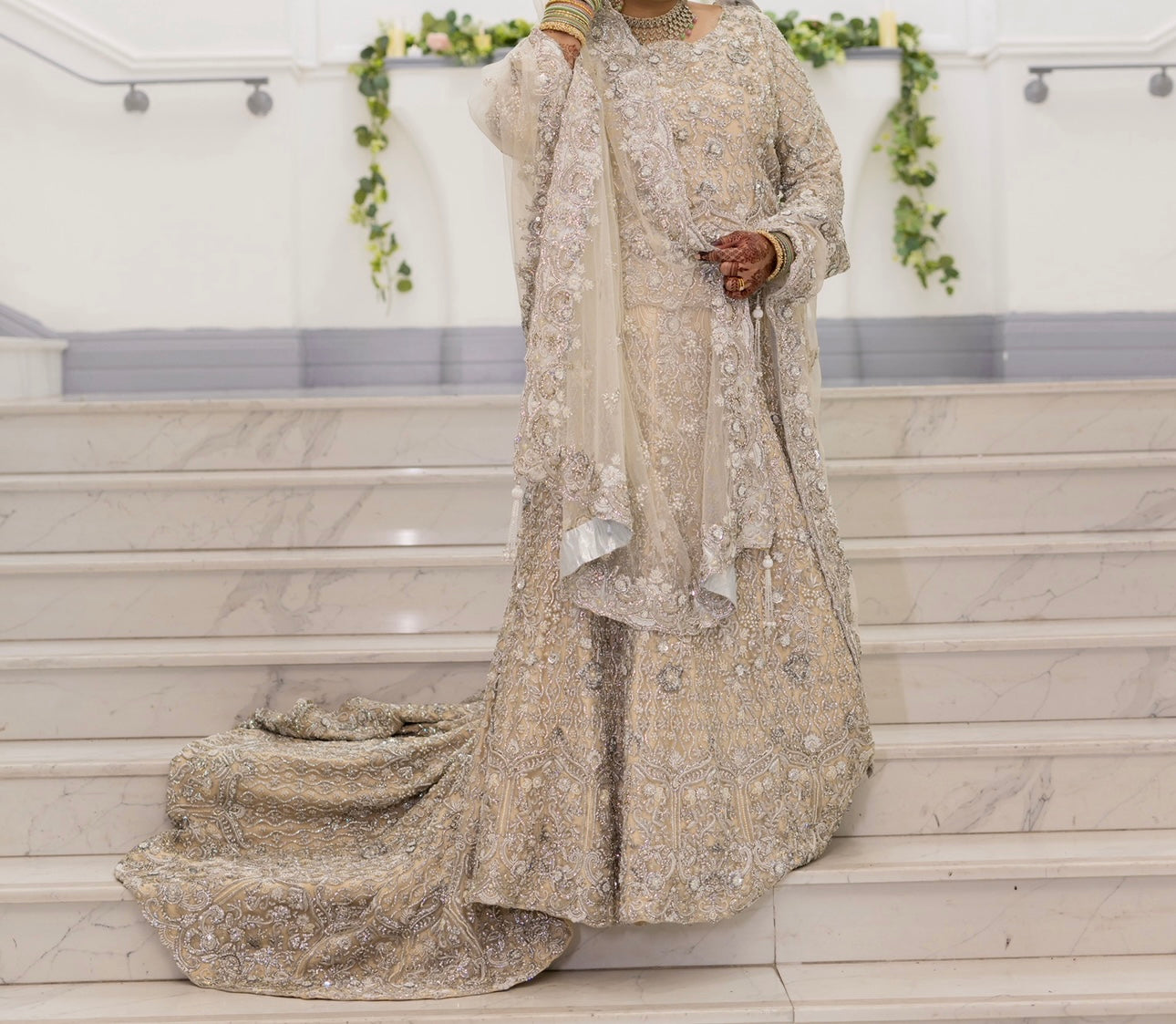 Heavily embellished bridal lengha by 7aatrang