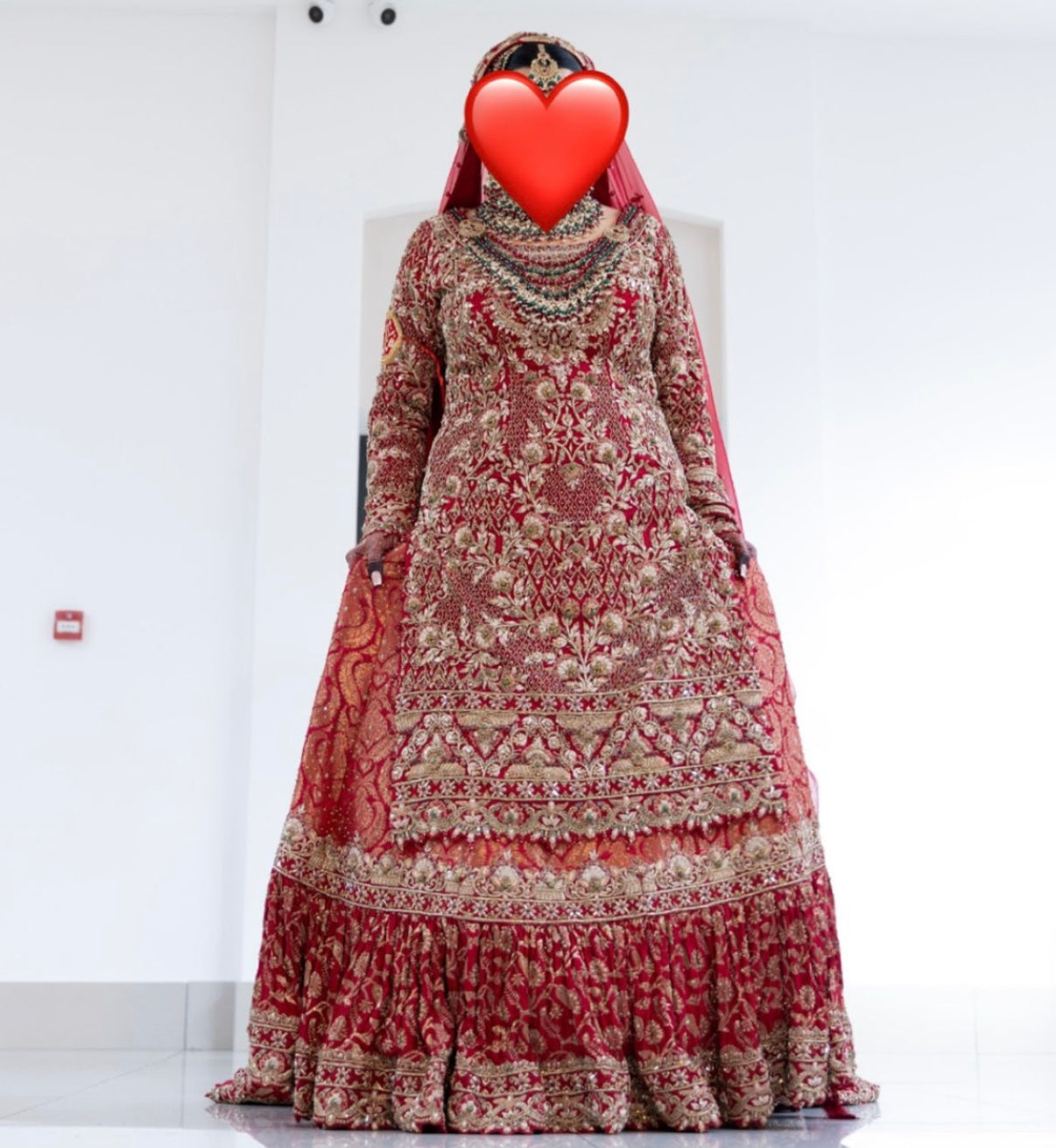 Khushboos Red, Gold & Green Bridal Lengha