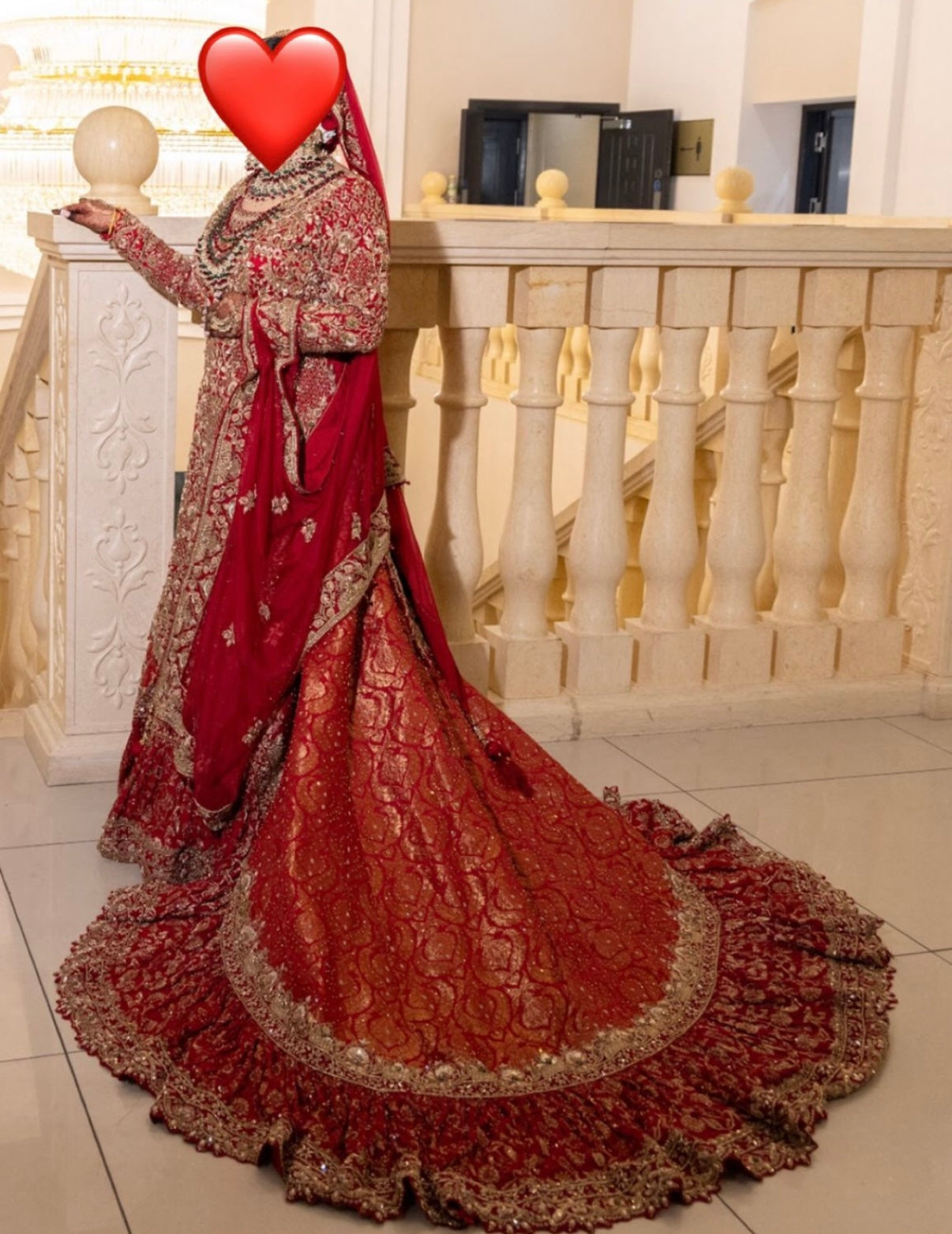 Khushboos Red, Gold & Green Bridal Lengha