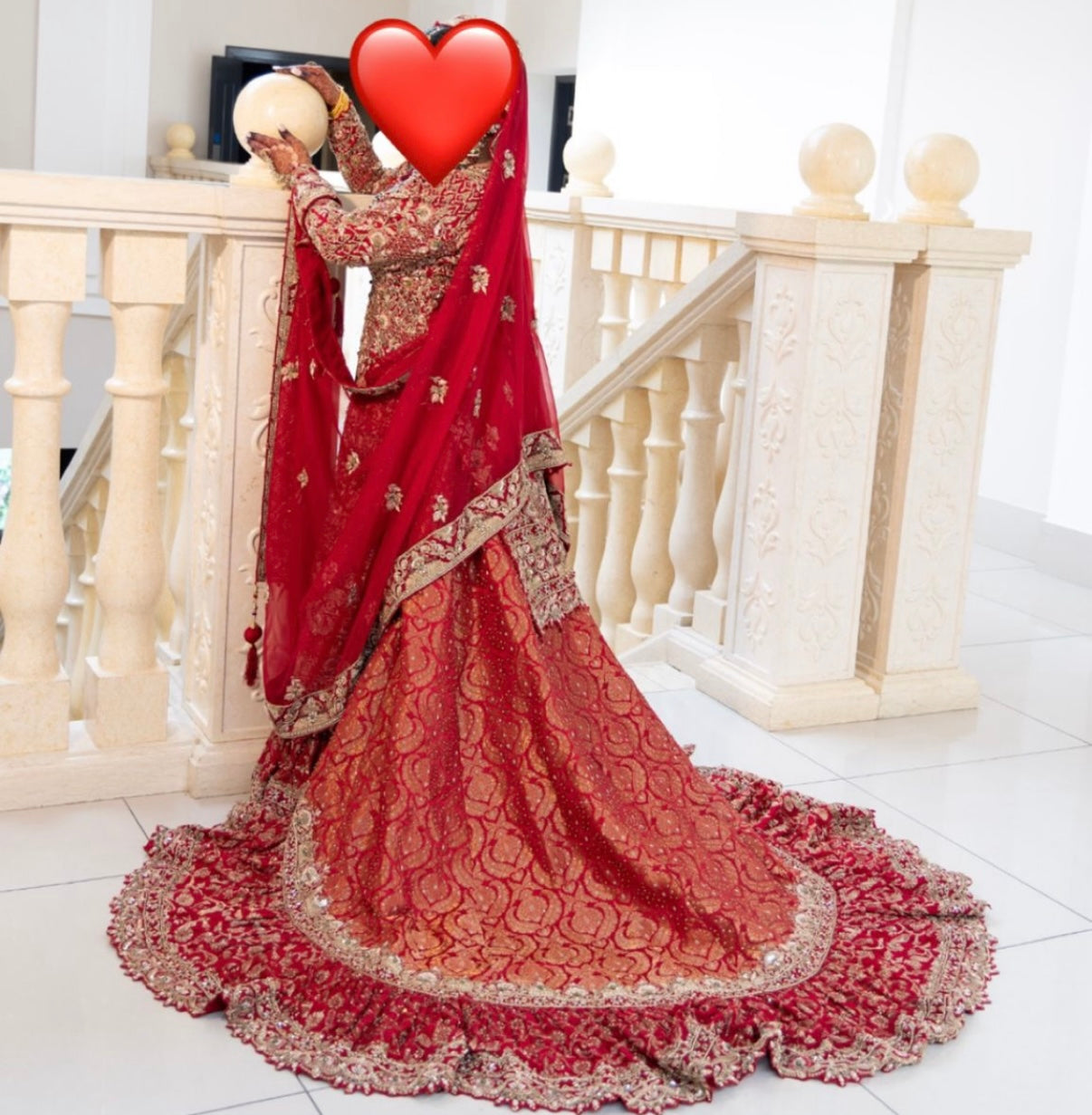 Khushboos Red, Gold & Green Bridal Lengha