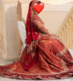 Khushboos Red, Gold & Green Bridal Lengha