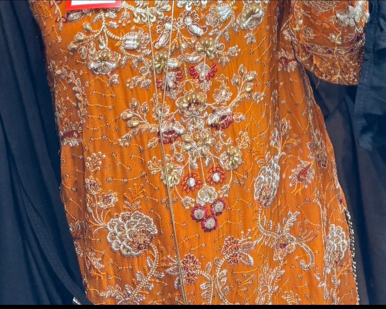 Embellished Orange Mehndi Suit