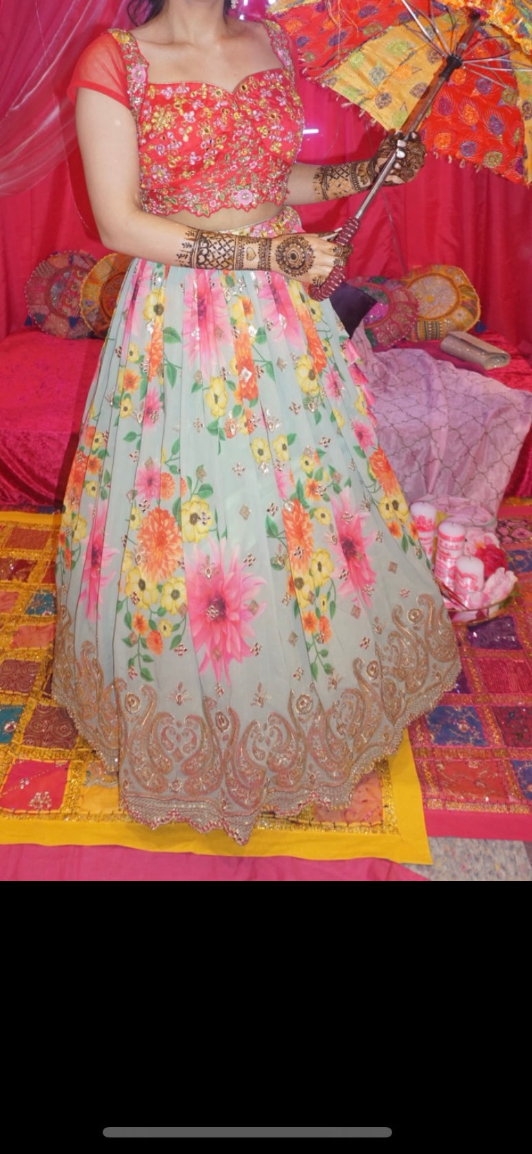 Floral Lehenga Set with Embroidered Blouse