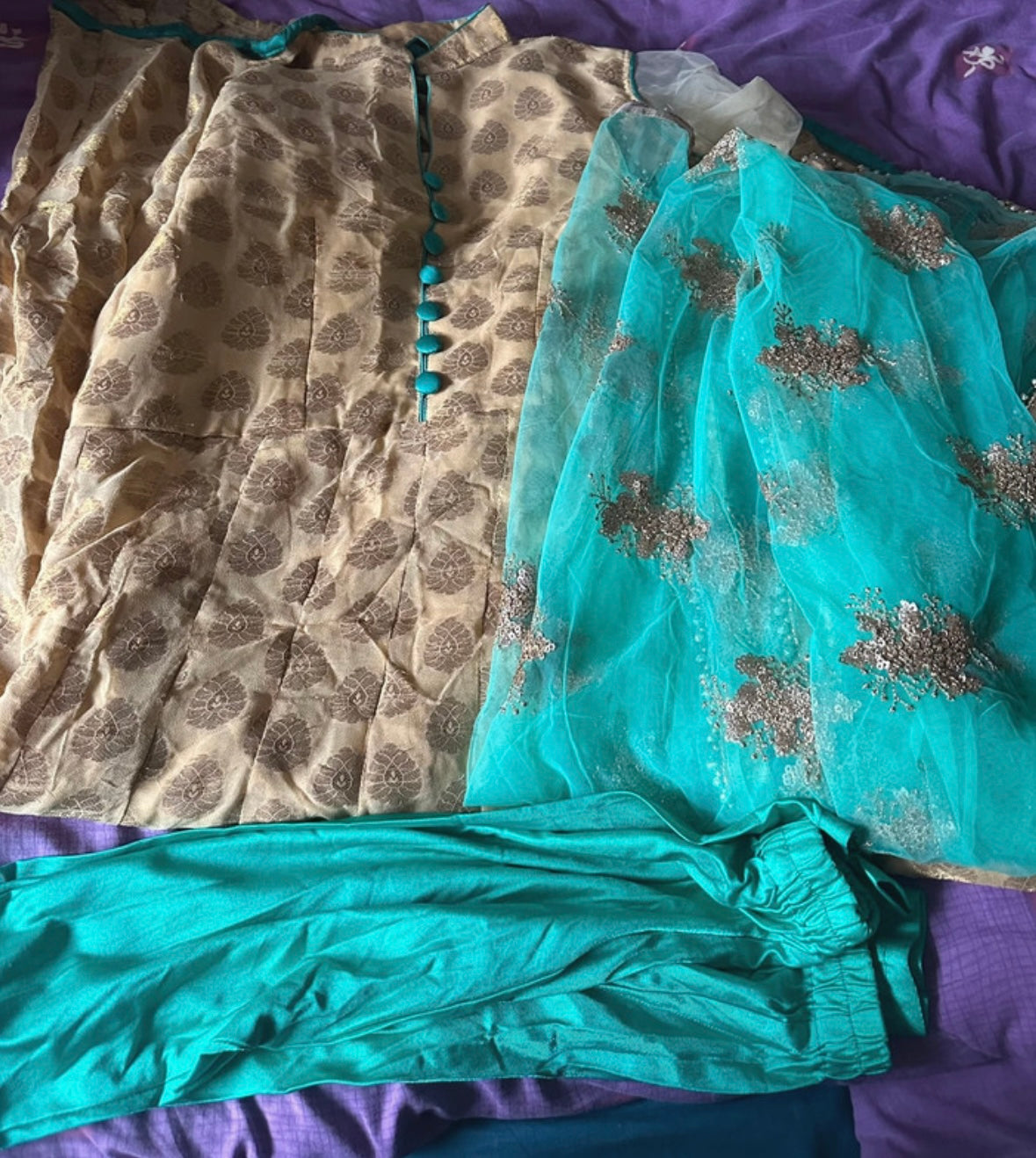 Gold and Green Salwa Kameez