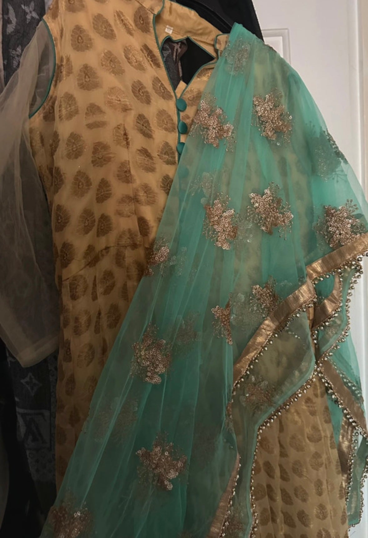 Gold and Green Salwa Kameez