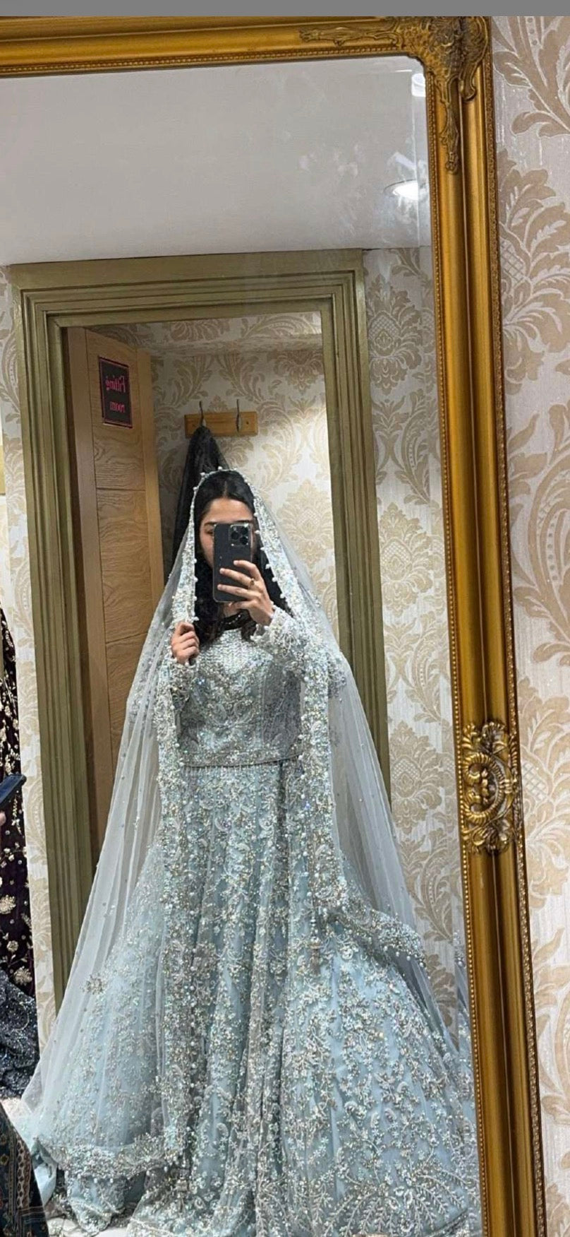 Bombay Fashion Sky Blue Bridal Lengha