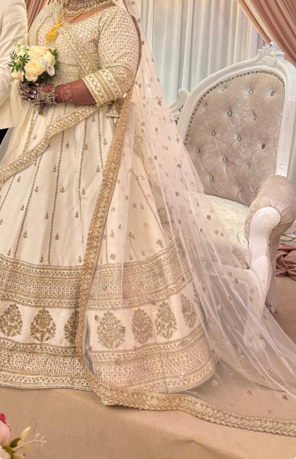 Ivory Bridal Lengha with Double Duppata