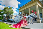 Red long bridal dress
