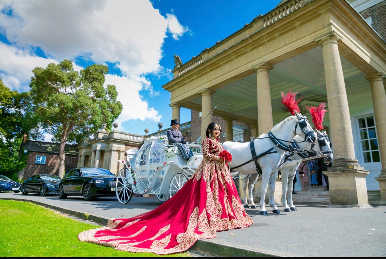 Red long bridal dress