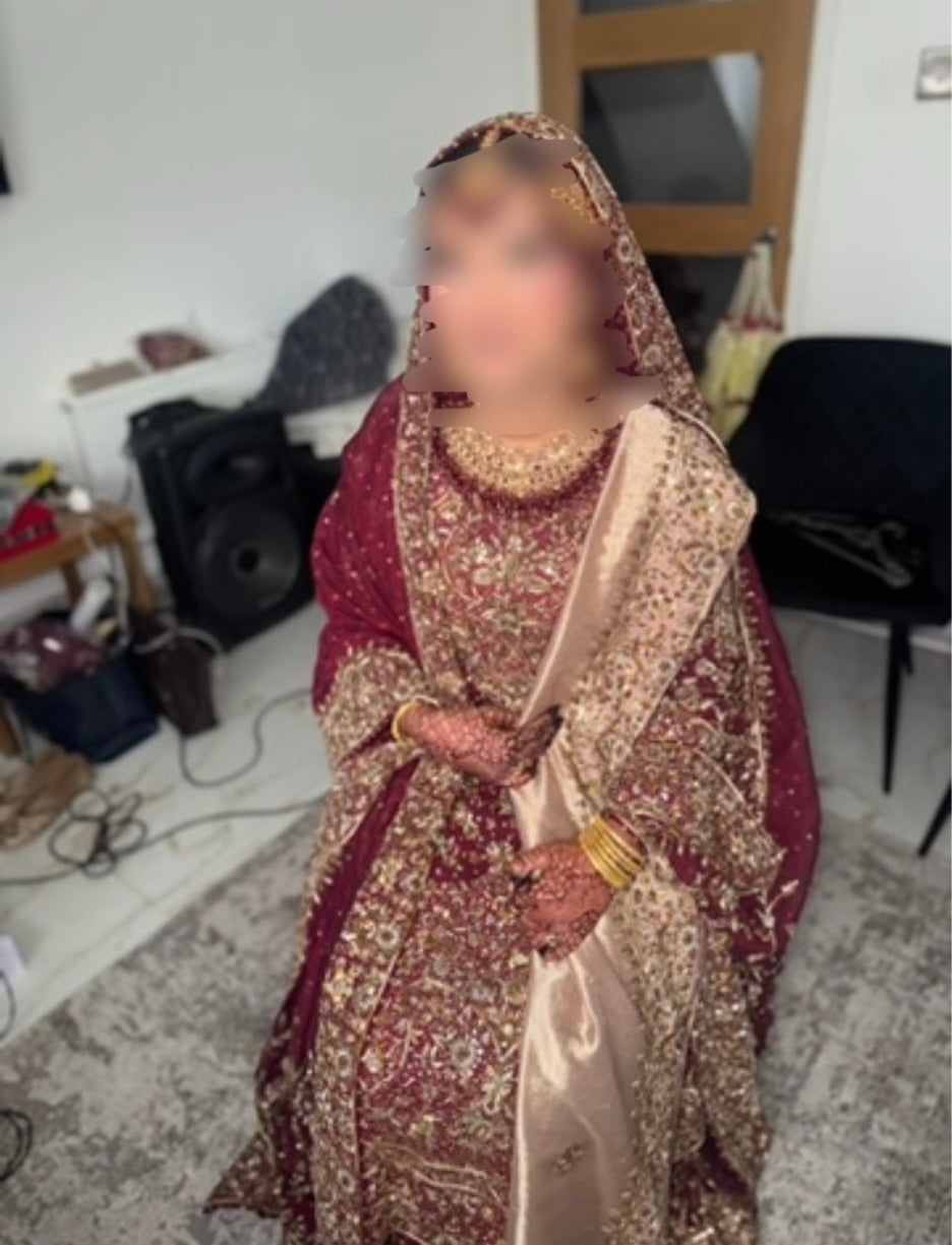 Pakistani Bridal Outfit Maroon/Pink