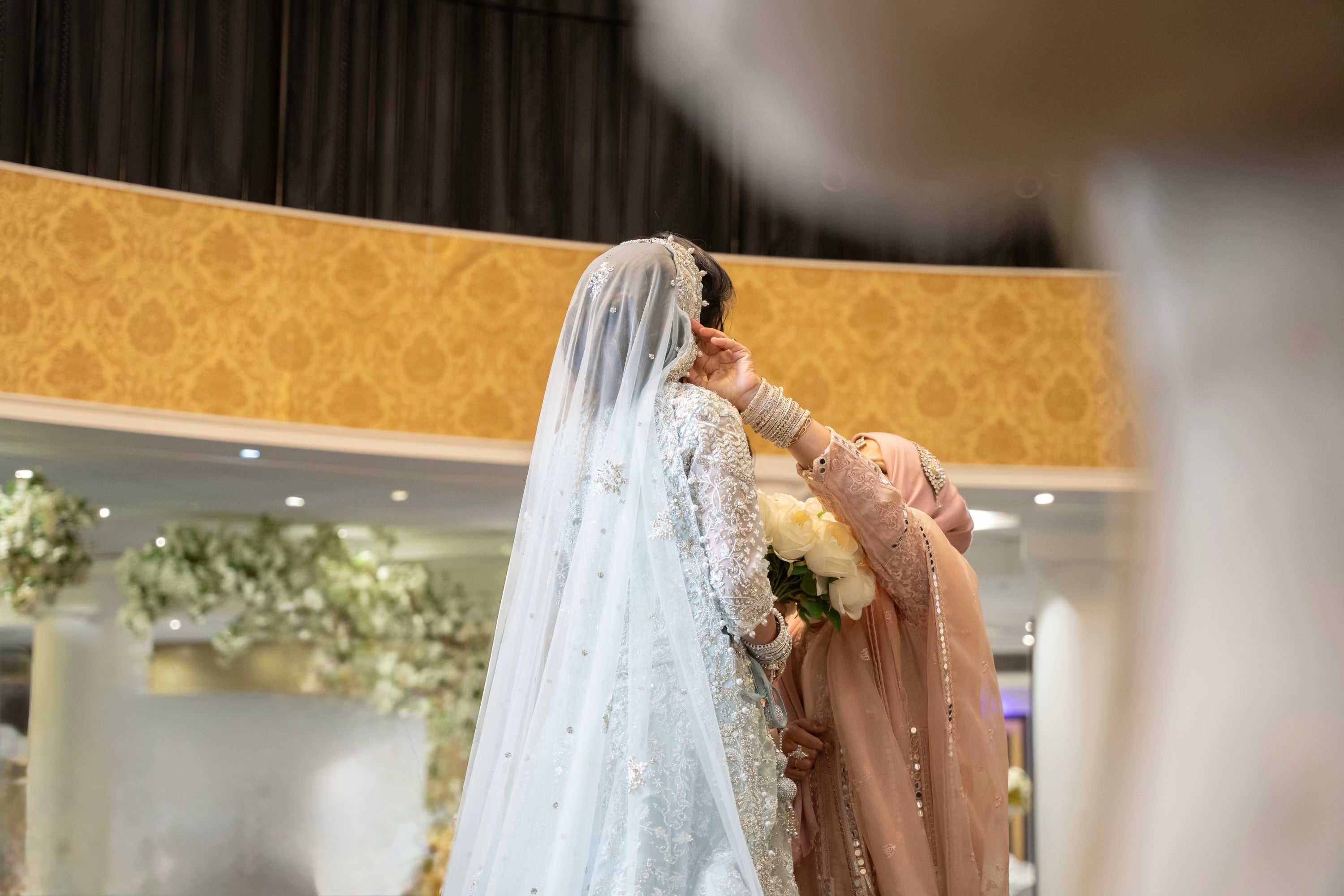 Bombay Fashion Sky Blue Bridal Lengha