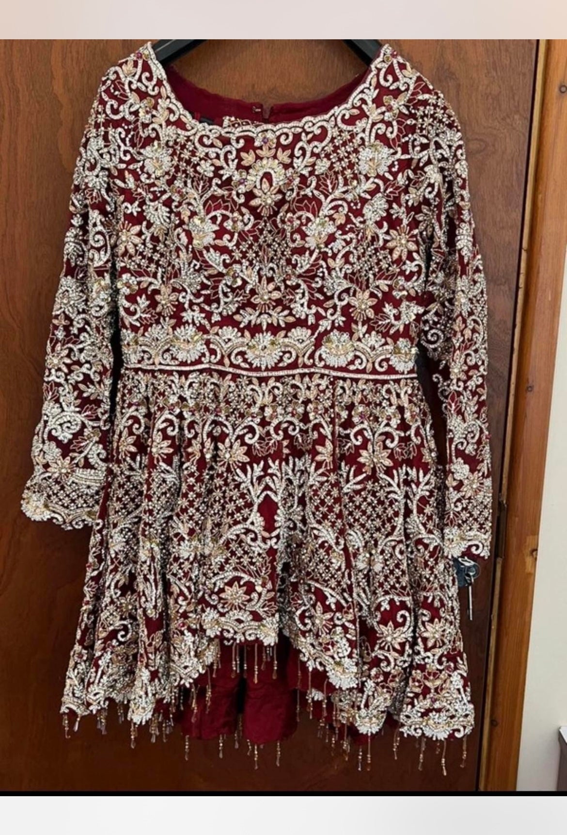 Heavy embellished Deep Red Bridal Dress