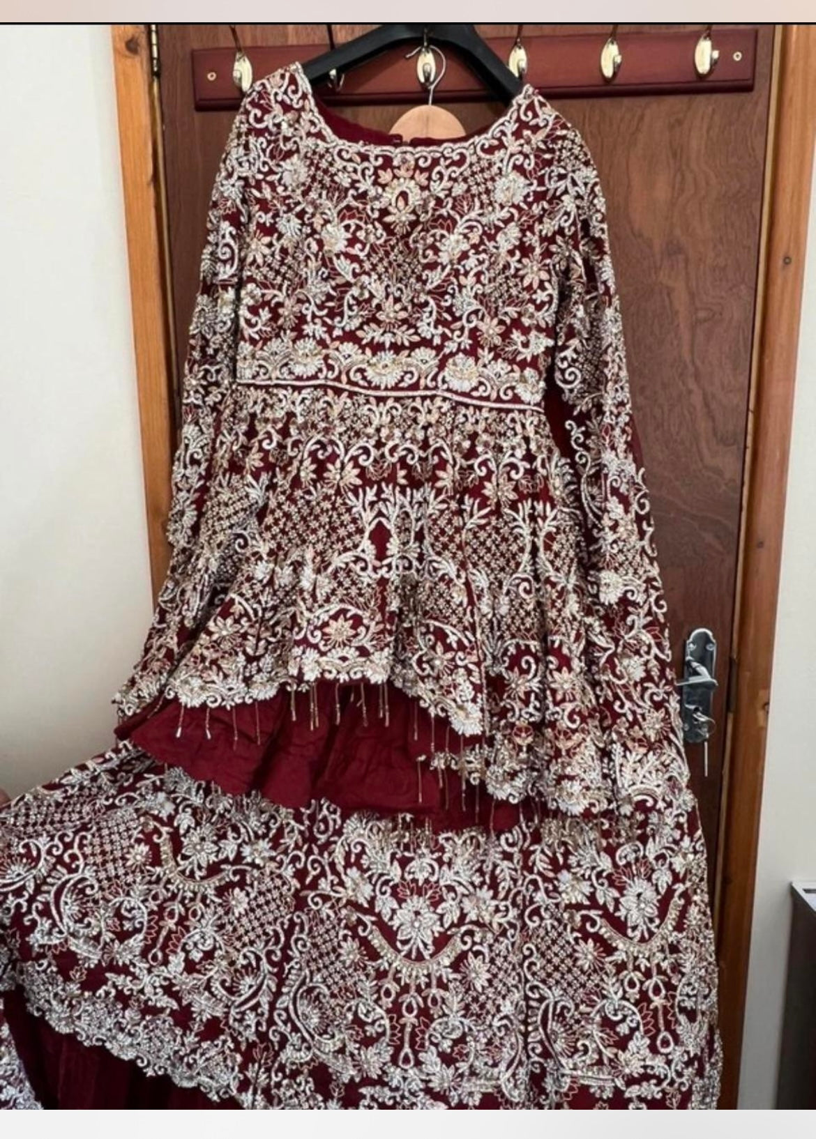Heavy embellished Deep Red Bridal Dress