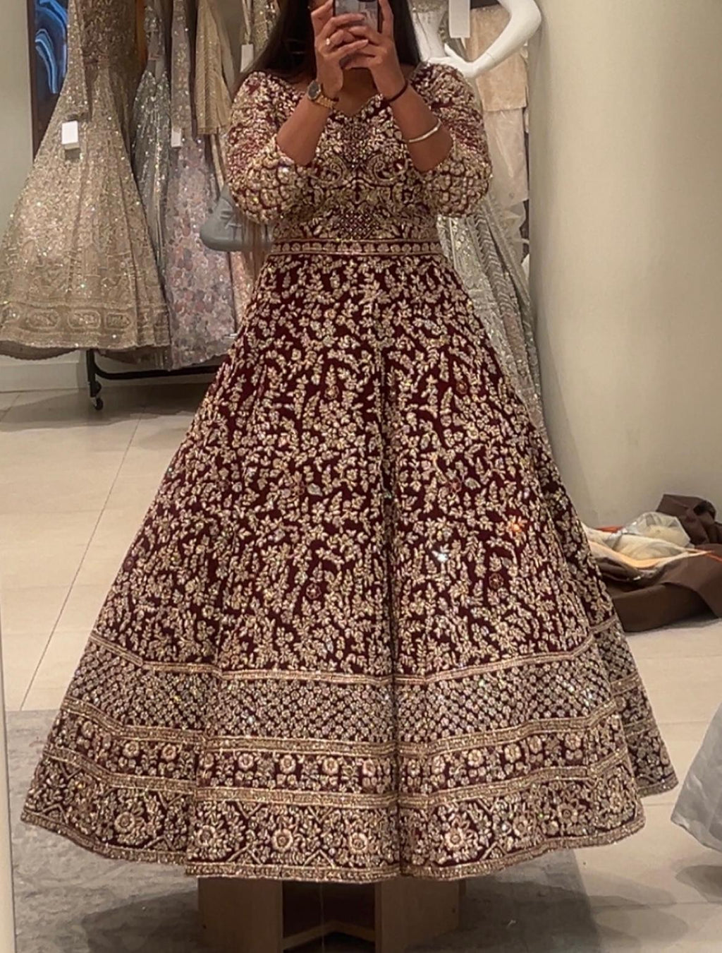 Mongas Maroon Bridal Gown