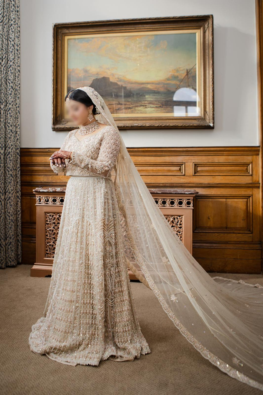 Ijaazat Attire Ivory/Champagne Lengha