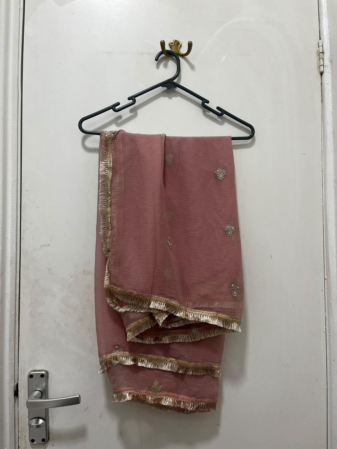 Embellished Pink Gharara Outfit (Size M)