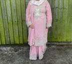 Embellished Pink Gharara Outfit (Size M)