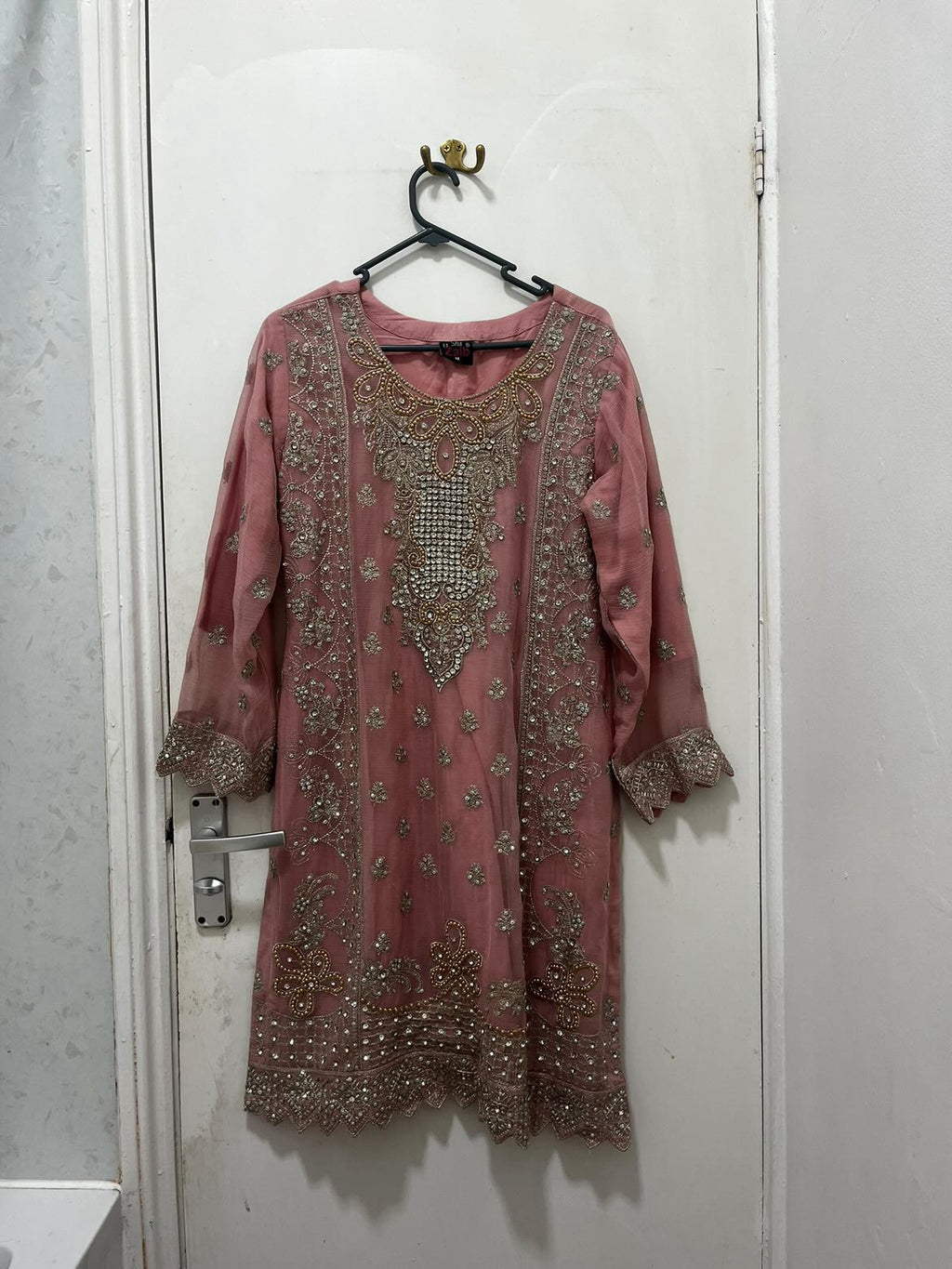 Embellished Pink Gharara Outfit (Size M)