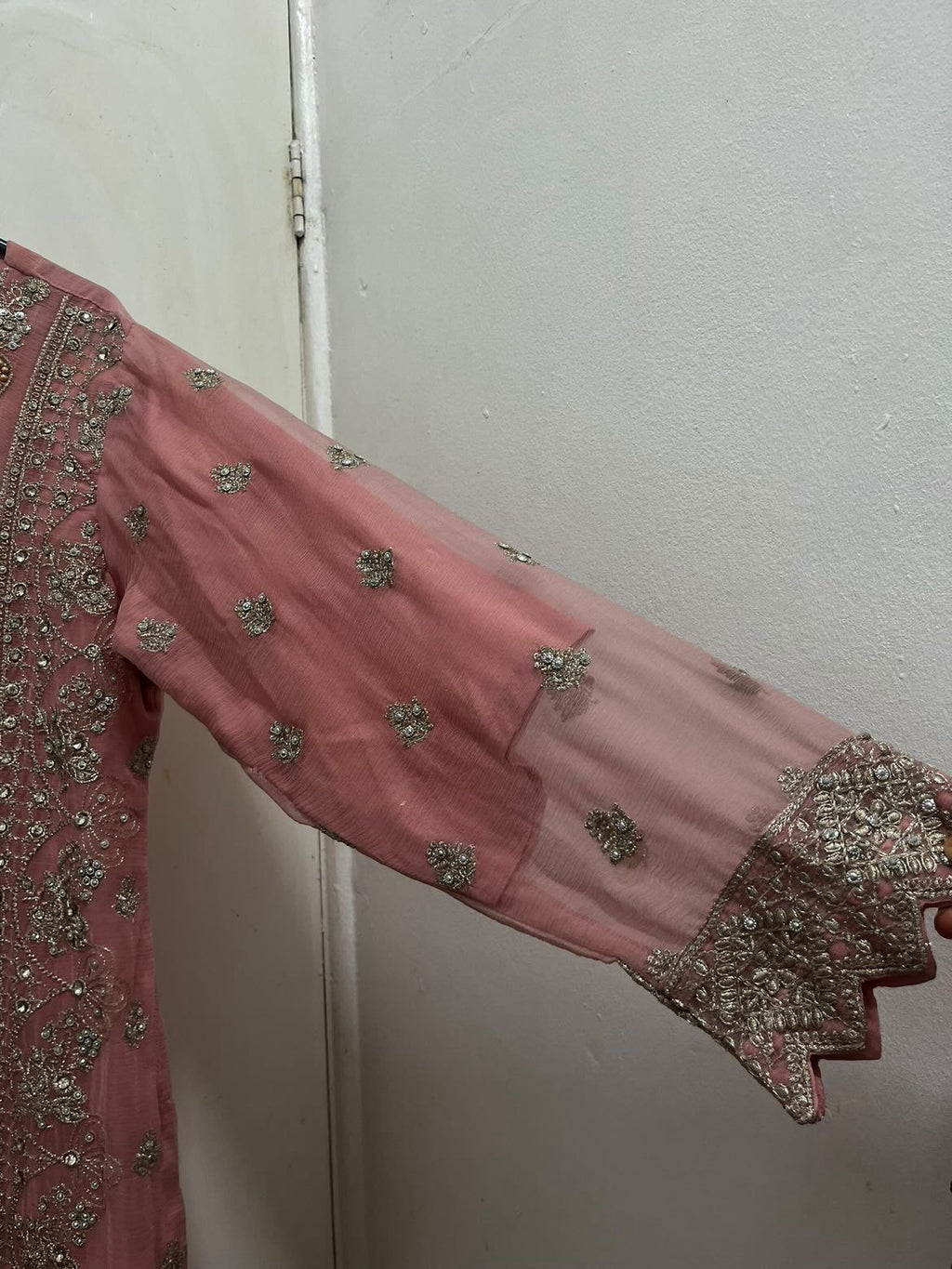 Embellished Pink Gharara Outfit (Size M)